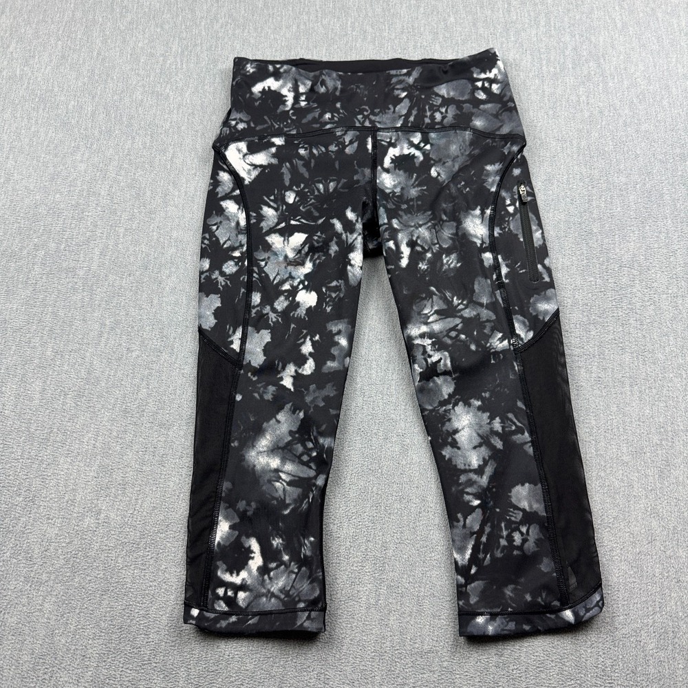 Lululemon Leggings Womens 4 Black Sun Runner Crop 17" Athletic Stretch Gym Yoga